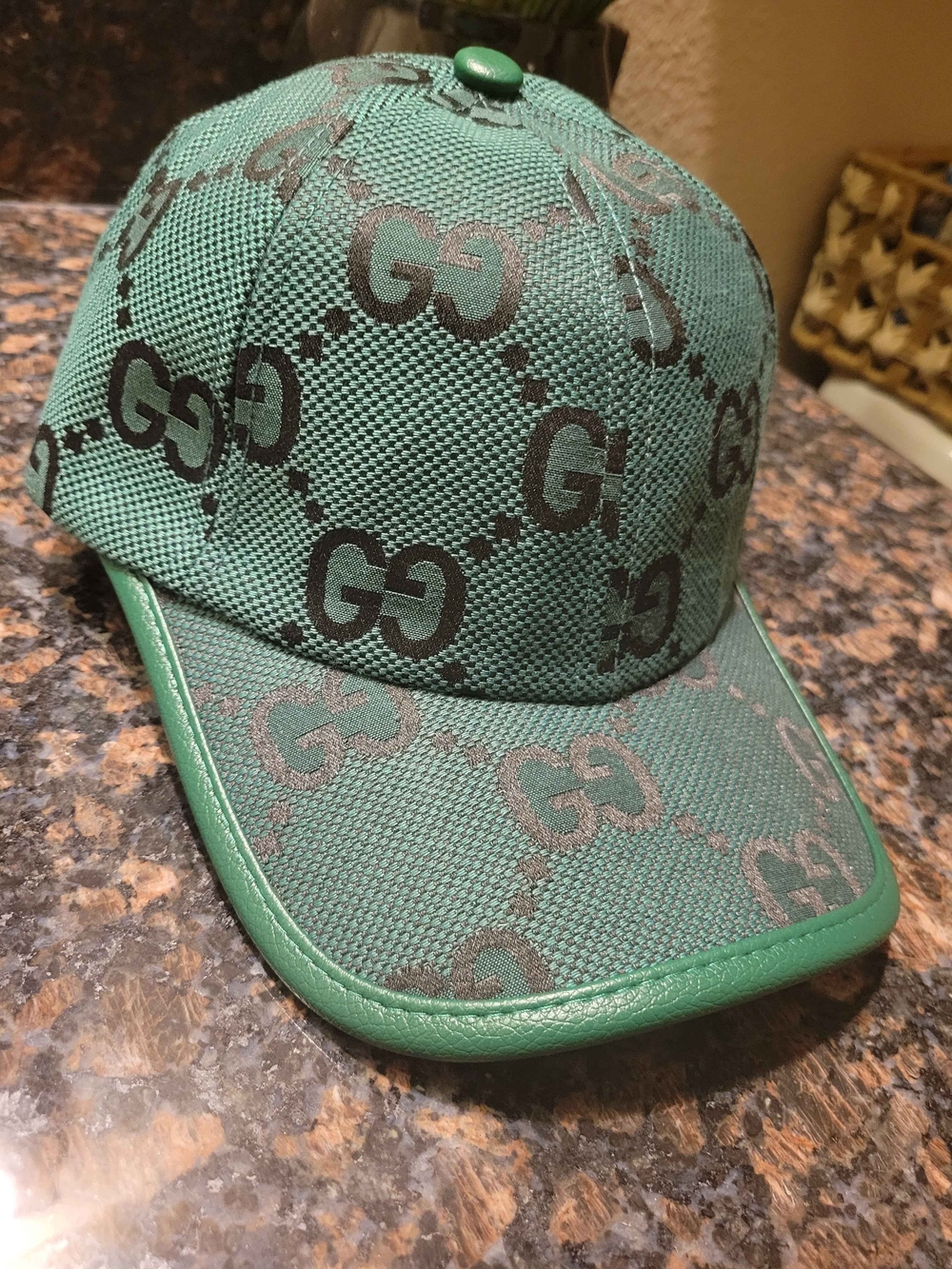 Gucci Green Jumbo Monogram Baseball Cap - Picture 5 of 11